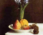 Still Life Hyacinths and Fruit - 亨利·方丹·拉图尔